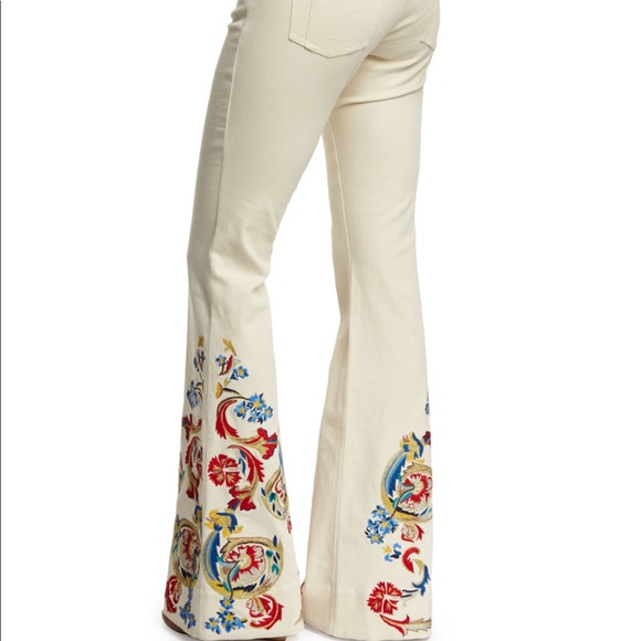 embroidered bell bottom trousers